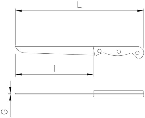 Dibujo técnico: Cuchillo verduras con recubrimiento de titanio Fricosmos hoja 130 mm