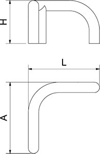 Dibujo técnico: Defensa inox de esquina tubular 90° Fricosmos