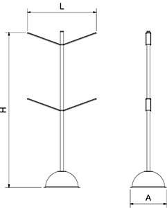 Dibujo técnico: Dispensador de bolsas inox cuádruple Fricosmos