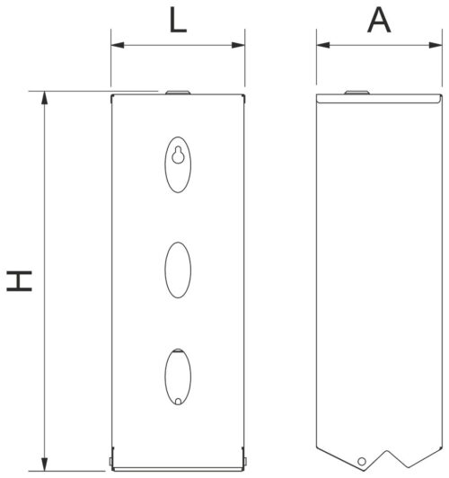 Dibujo técnico: Dispensador de papel higiénico triple en acero inoxidable Fricosmos