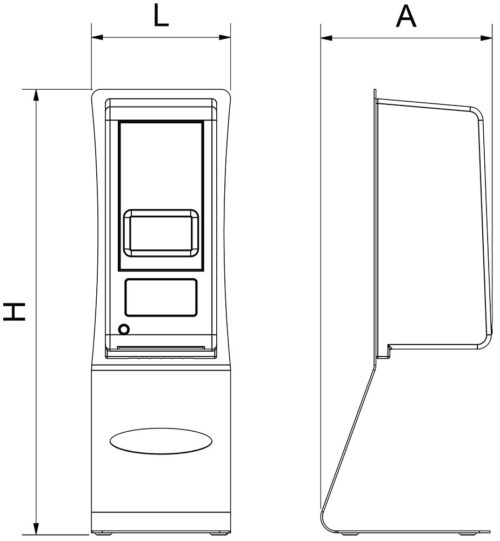 Dibujo técnico: Dosificador automático de gel hidroalcohólico con soporte de sobremesa Fricosmos