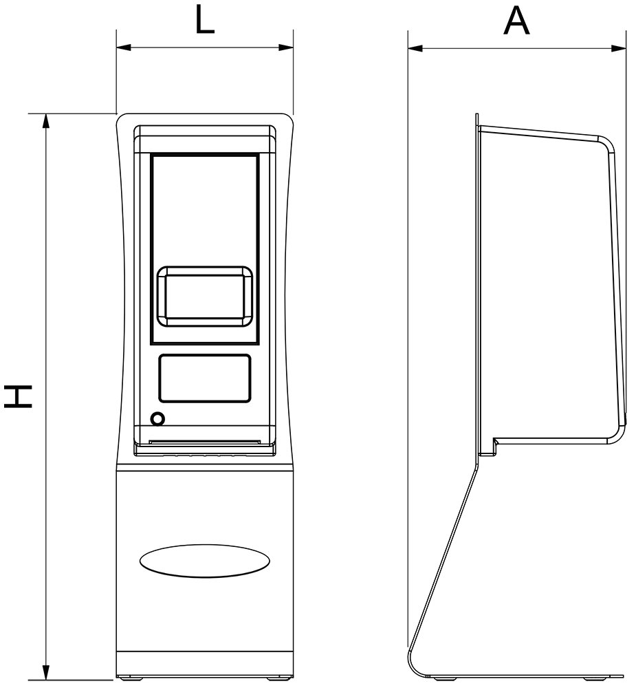 Dibujo técnico: Dosificador automático de gel hidroalcohólico con soporte de sobremesa Fricosmos