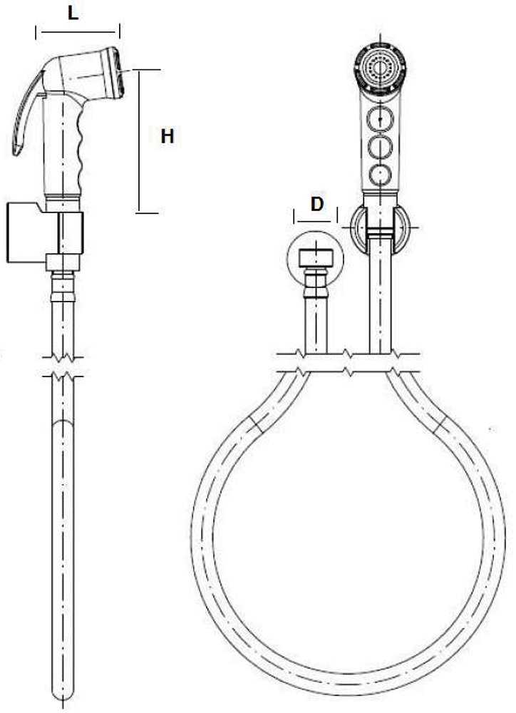Dibujo técnico: Ducha higiénica Serie Basic Fricosmos