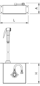 Dibujo técnico: Ducha horno enrollable bajo encimera Fricosmos