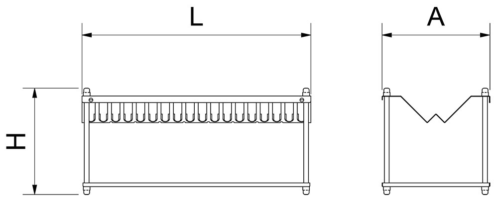 Dibujo técnico: Escurridor de platos y vasos en acero inoxidable Fricosmos