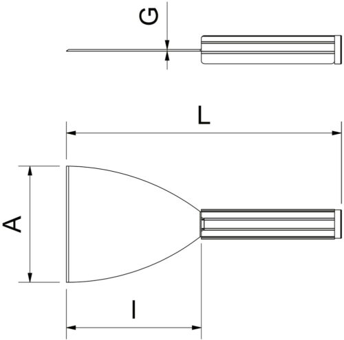Dibujo técnico: Espátula para plancha de acero inoxidable Fricosmos