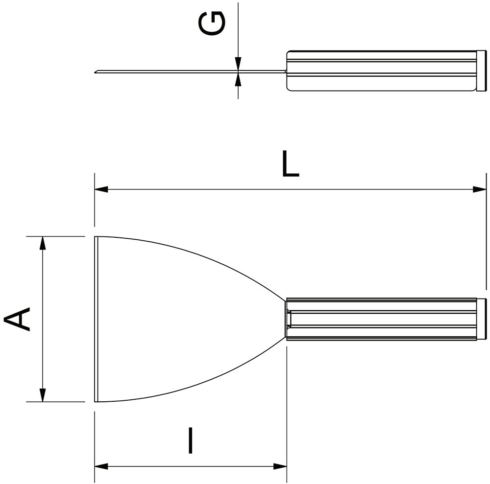 Dibujo técnico: Espátula para plancha de acero inoxidable Fricosmos