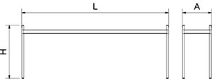 Dibujo técnico: Estantería de sobremesa inox Fricosmos 1391x391x677 mm