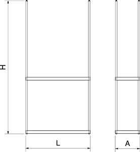 Dibujo técnico: Estantería inox suspendida Fricosmos 1891x391x2000 mm