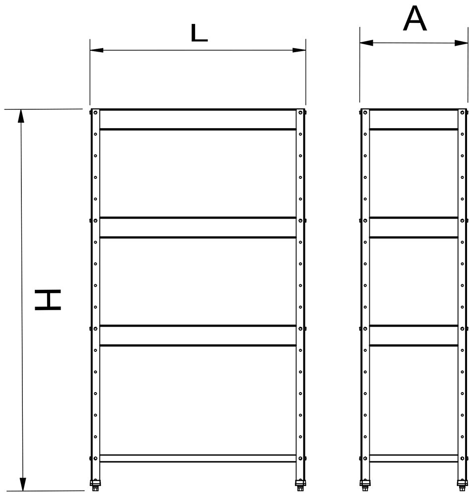 Dibujo técnico: Estantería para huerto de interior vertical Grow Farming Fricosmos 1000x500x1750 mm