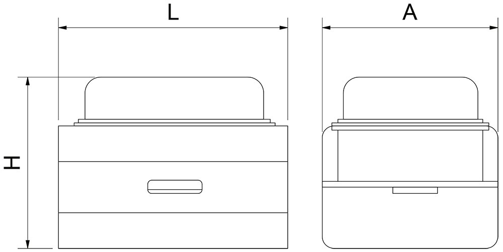 Dibujo técnico: Expositor calentador de platos Línea Buffet Smart Fricosmos 595x494x297 mm