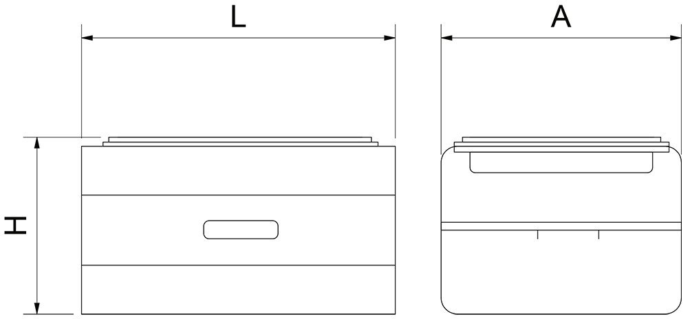 Dibujo técnico: Expositor de alimentos fríos Línea Buffet Smart Fricosmos 595x494x212 mm