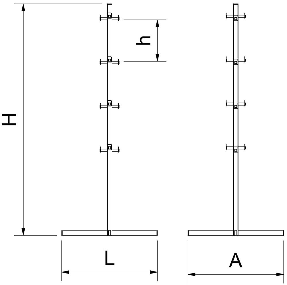 Dibujo técnico: Expositor de jamones modelo árbol Fricosmos