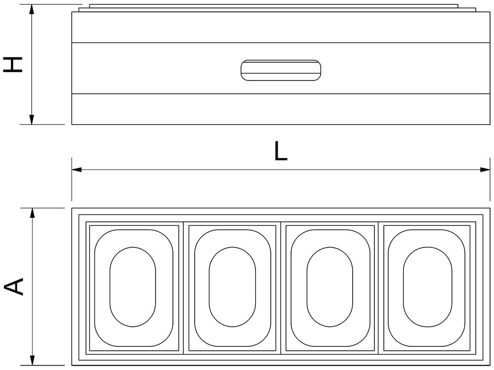 Dibujo técnico: Expositor polivalente Línea Buffet Smart Fricosmos 595x494x214 mm
