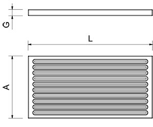 Dibujo técnico: Fibra para corte de pan con recogemigas Fricosmos 350x250x40 mm