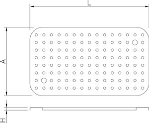 Dibujo técnico: Fondo perforado para cubeta GN de copoliéster sin BPA Fricosmos 250x190x10 mm