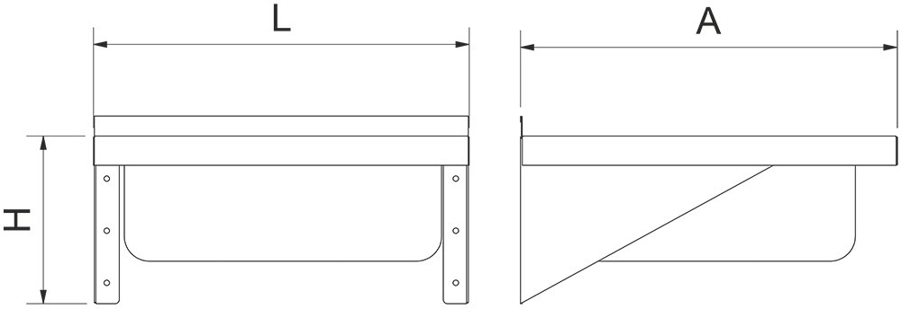 Dibujo técnico: Fregadero inox colgante con cartelas serie 450 1 cubeta Fricosmos 450x450 mm