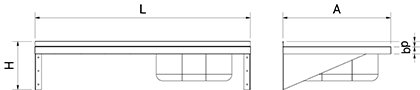 Dibujo técnico: Fregadero inox colgante con cartelas serie 550 1 cubeta 1 escurridor izquierda Fricosmos 1000x550 mm