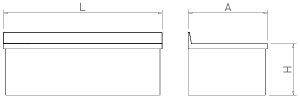 Dibujo técnico: Fregadero inox colgante con faldón serie 500 2 cubetas 1 escurridor izquierda Fricosmos 1200x500 mm