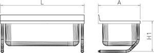 Dibujo técnico: Fregadero inox colgante con palomillas serie 600 1 cubeta gran capacidad Fricosmos 1000x600 mm