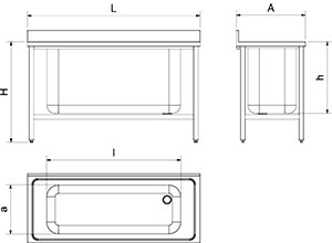 Dibujo técnico: Fregadero inox de capacidad extra grande 1 cubeta Fricosmos 1500x700 mm