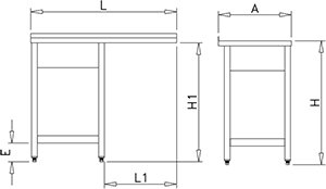 Dibujo técnico: Fregadero inox para lavavajillas serie 600 1 cubeta 1 escurridor derecha Fricosmos 1200x600 mm