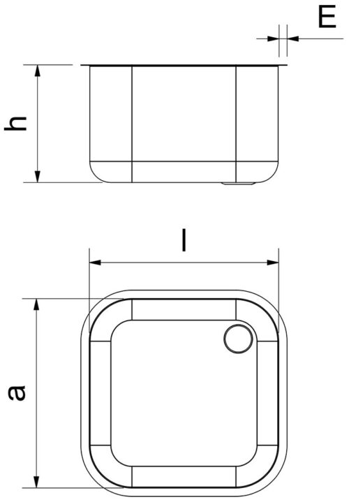 Dibujo técnico: Fregadero inox rectangular para soldar Fricosmos 800x420x350 mm