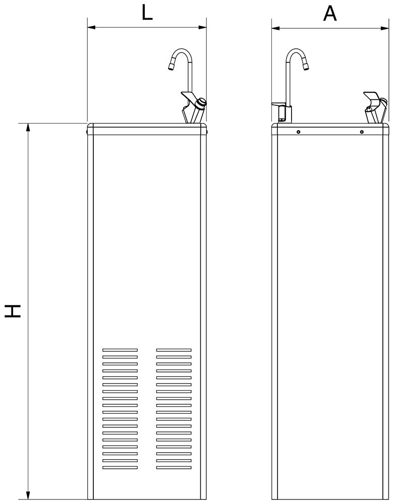 Dibujo técnico: Fuente de agua fría Cold Serie Black Fricosmos