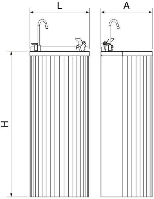 Dibujo técnico: Fuente de columna inoxidable de agua fría Fricosmos