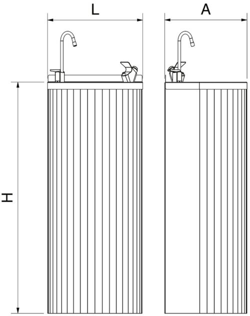 Dibujo técnico: Fuente de columna para exteriores sin refrigeración Fricosmos