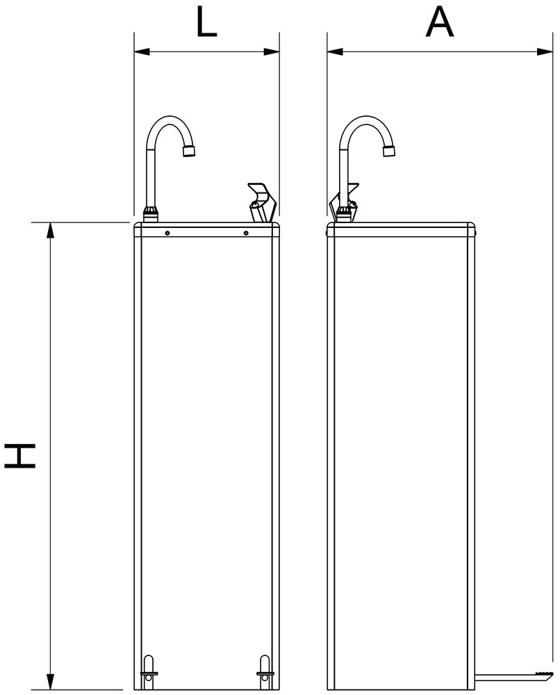 Dibujo técnico: Fuente refrigerada de agua fría Cold a pedal Fricosmos