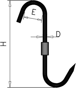 Dibujo técnico: Gancho de varilla inox giratorio S Fricosmos