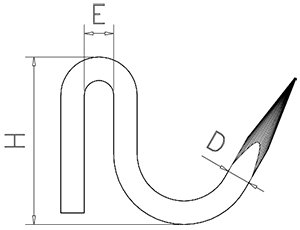 Dibujo técnico: Gancho forjado inox modelo normal Fricosmos