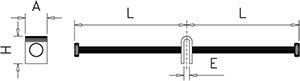 Dibujo técnico: Gancho inox salchichero doble Fricosmos 300 mm