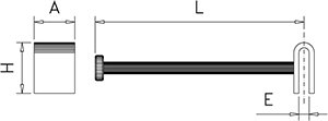 Dibujo técnico: Gancho inox salchichero sencillo Fricosmos 200 mm