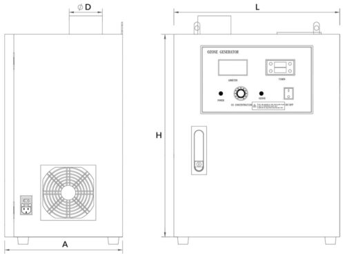 Dibujo técnico: Generador de ozono para campana extractora industrial Fricosmos