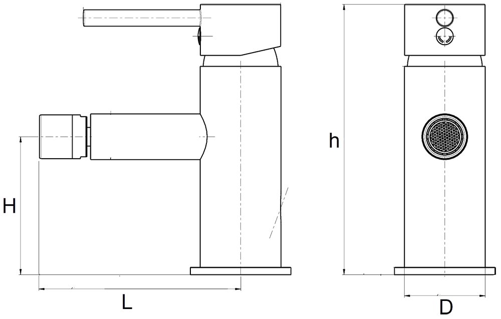 Dibujo técnico: Grifo bidé inoxidable Serie Vega LX Fricosmos