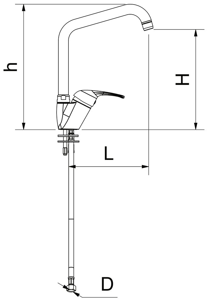 Dibujo técnico: Grifo de cocina blanco efecto granito Fricosmos