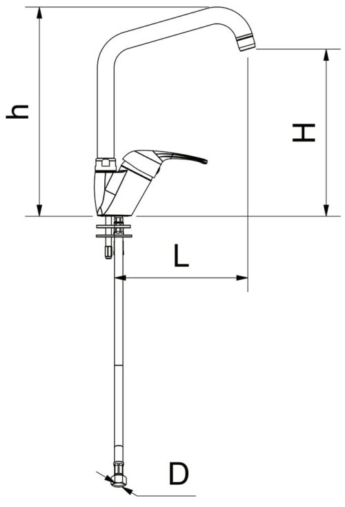 Dibujo técnico: Grifo de cocina negro efecto granito Fricosmos