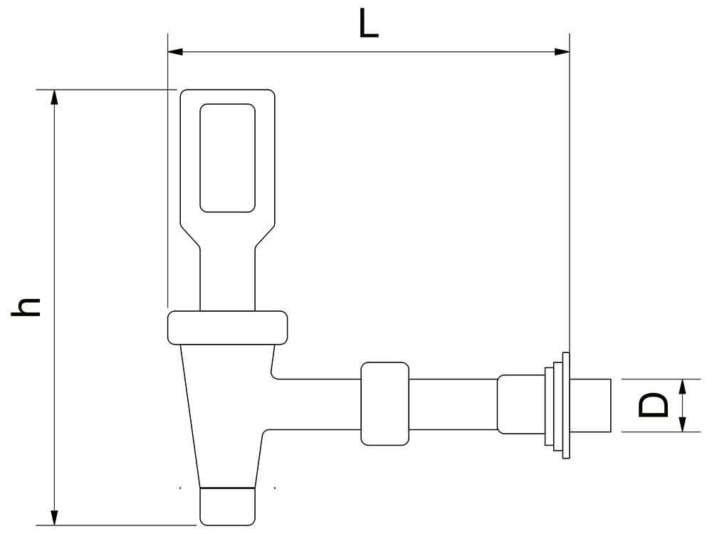 Dibujo técnico: Grifo dispensador de acero inoxidable para termos y depósitos Fricosmos