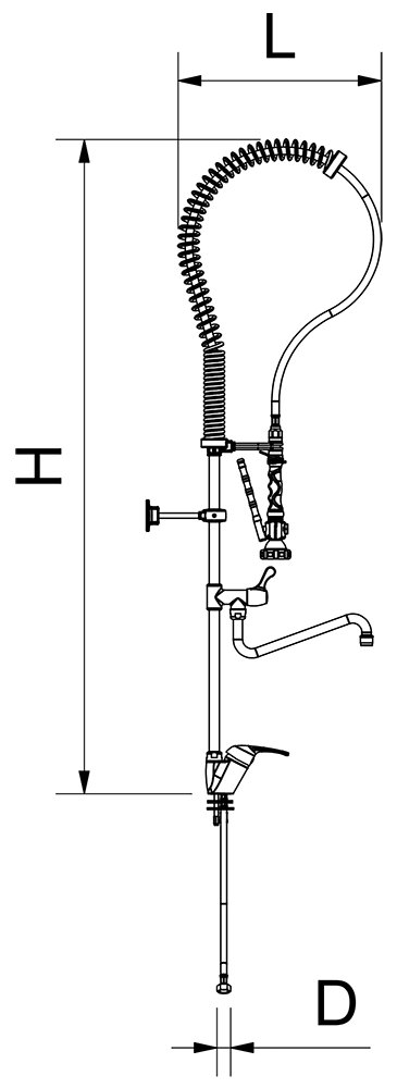 Dibujo técnico: Grifo ducha con caño Serie MNE Fricosmos