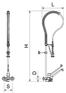 Dibujo técnico: Grifo ducha mural Serie Monoblock Fricosmos