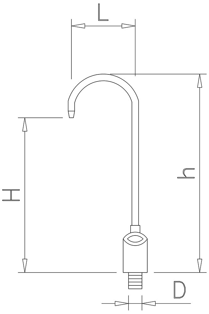 Dibujo técnico: Grifo llenajarras electrónico acero inoxidable para fuente de agua Fricosmos