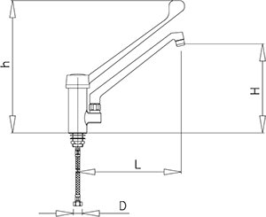 Dibujo técnico: Grifo monoblock sobremesa serie ecológica Fricosmos