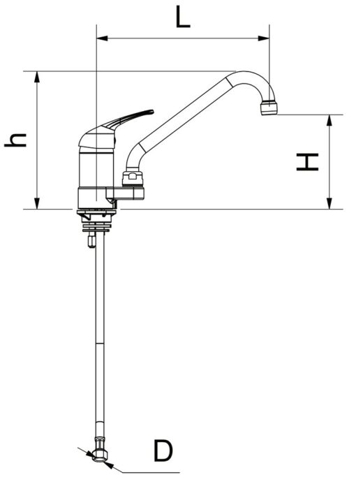 Dibujo técnico: Grifo monomando sobremesa dos aguas caño frontal Fricosmos