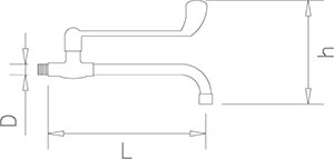 Dibujo técnico: Grifo mural monomando de codo un agua caño fijo Fricosmos