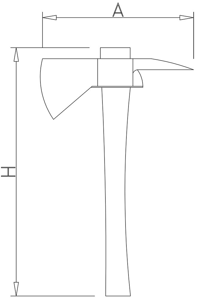 Dibujo técnico: Hacha con mango corto de fibra Fricosmos
