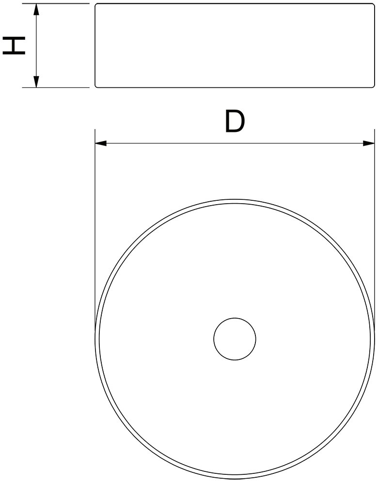 Dibujo técnico: Lavabo redondo sobre encimera inox con recubrimiento PVD Serie Black Fricosmos