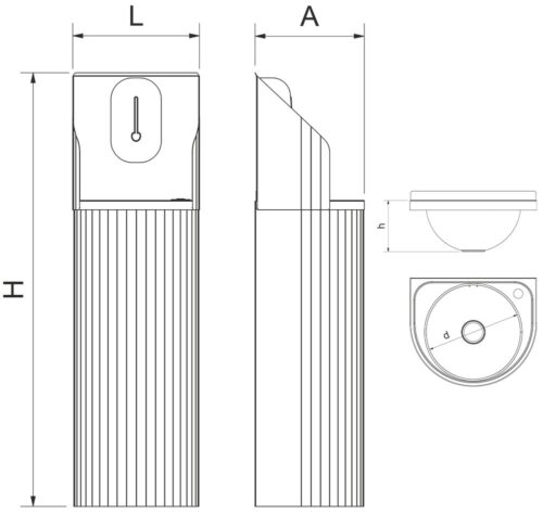 Dibujo técnico: Lavamanos electrónico 3D registrable Fricosmos