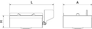 Dibujo técnico: Lavaojos mural de emergencia en acero inoxidable Fricosmos